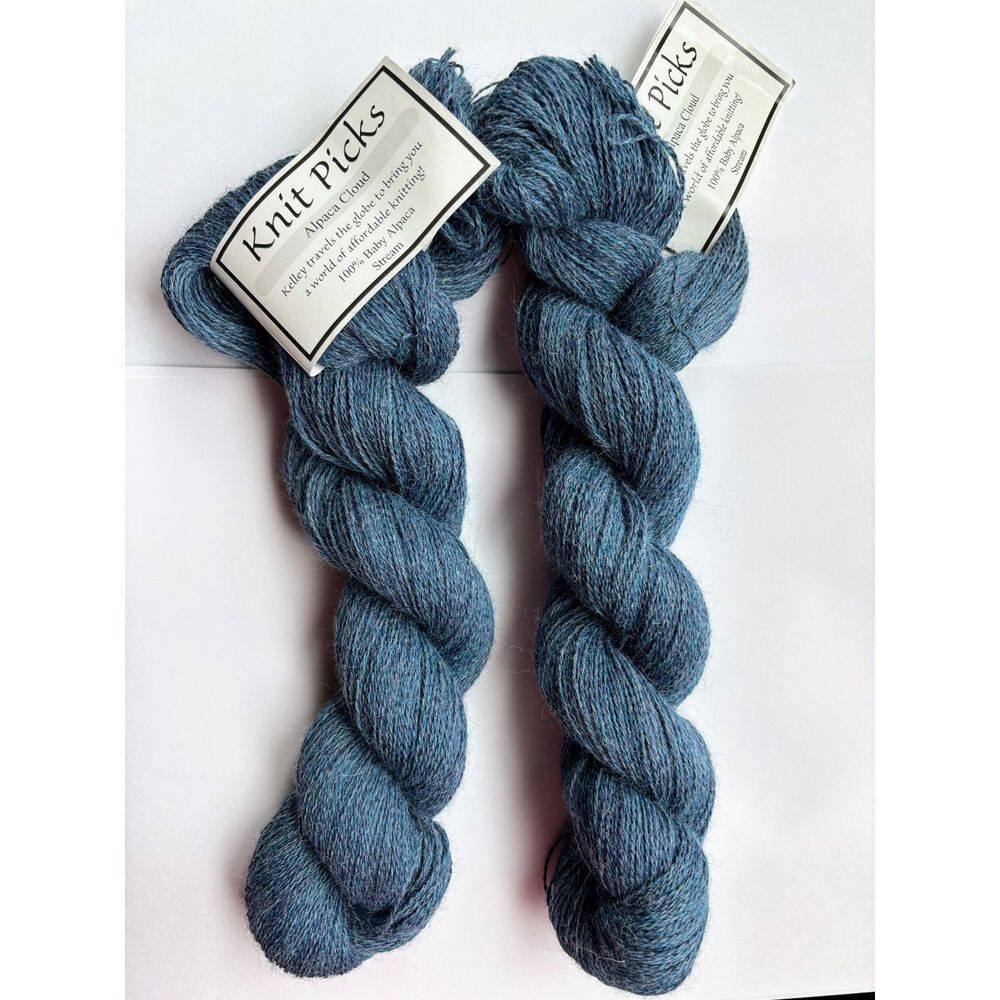 Knit Picks Alpaca Cloud 100% Baby Alpaca Yarn - Stream, Lace Weight, Set of 2